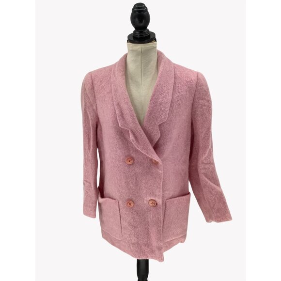 Emily Wetherby Jackets & Blazers - Vintage 60s Emily Wetherby Pink Mohair Double-Breasted Womens Blazer Size 10